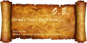 Ormándi Balbina névjegykártya